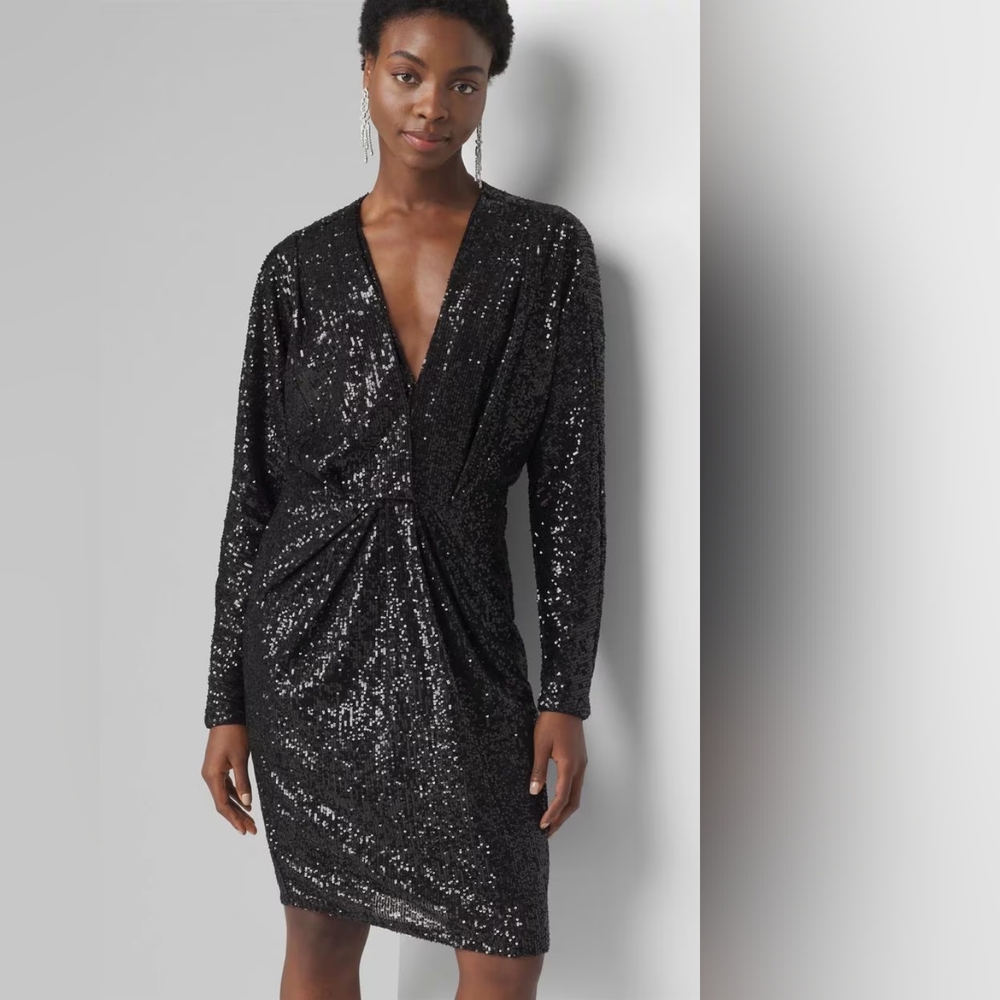 WHBM Elegant Black Sequin Dress